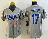 Women's Los Angeles Dodgers #17 Shohei Ohtani Number Gray Cool Base Stitched Jersey,baseball caps,new era cap wholesale,wholesale hats